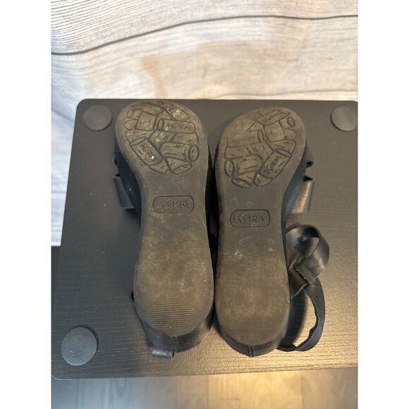 Korks Black Leather Platform Sandals With Ankle Strap & Buckles Size 8 - Picture 4 of 6